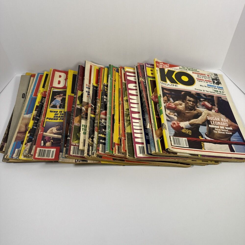 23x 1973-1992 VINTAGE BOXING MAGAZINE LOT - Ali, Spinks, Holmes, Sugar, Cooney